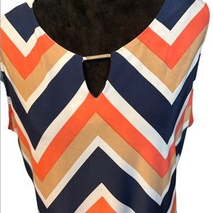 Peach and Blue Sundress 1X Sleeveless